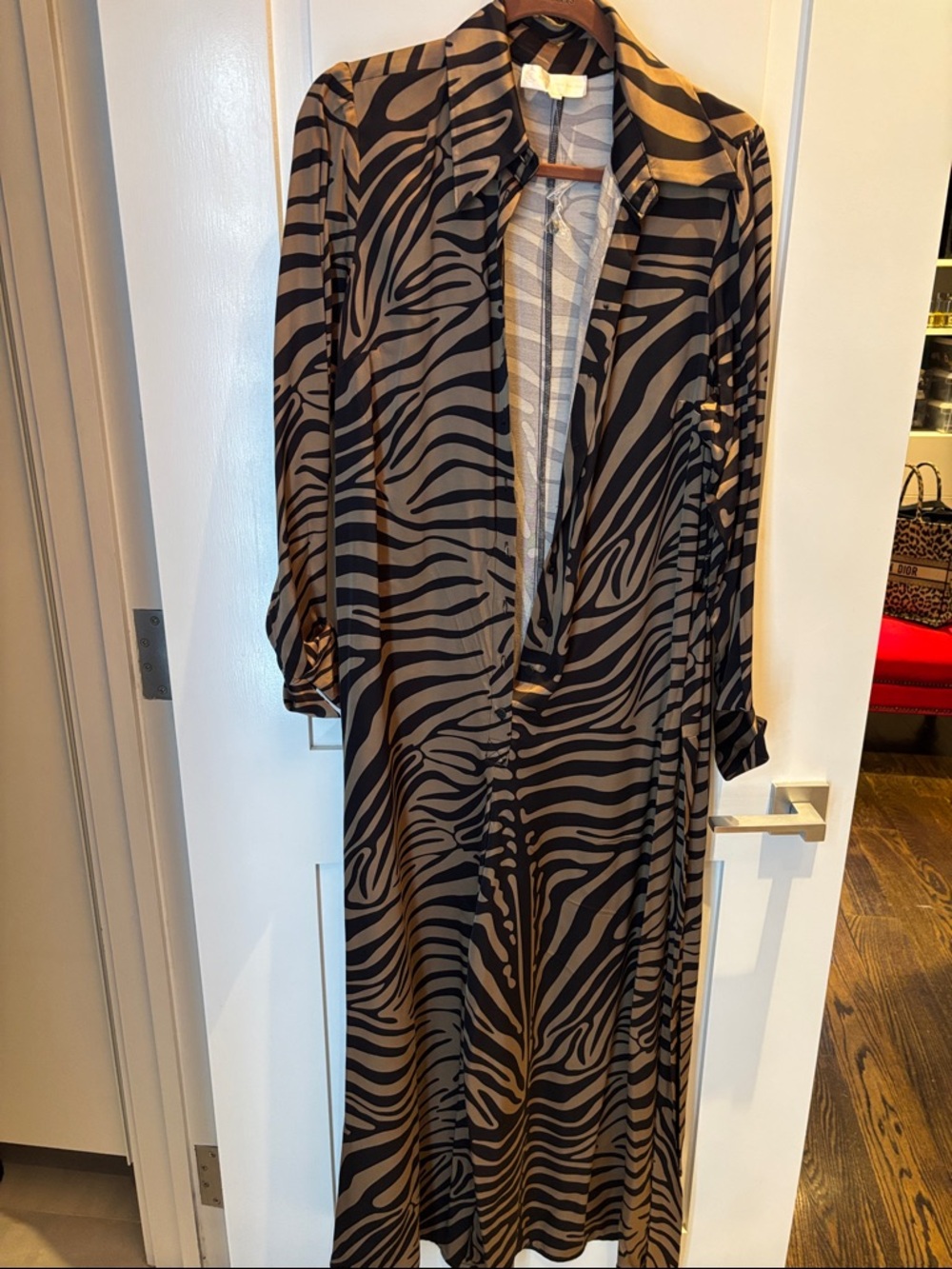 Corey Lynn Calter Brown and Black Wide Leg Jumpsuit with Zebra Print